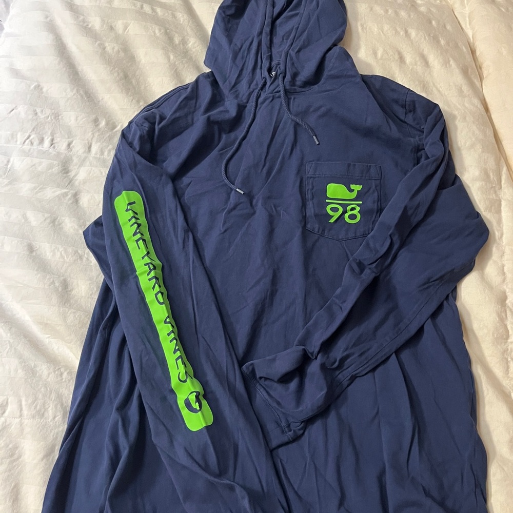 Vineyard Vines Blue Hoodie with Green Accents